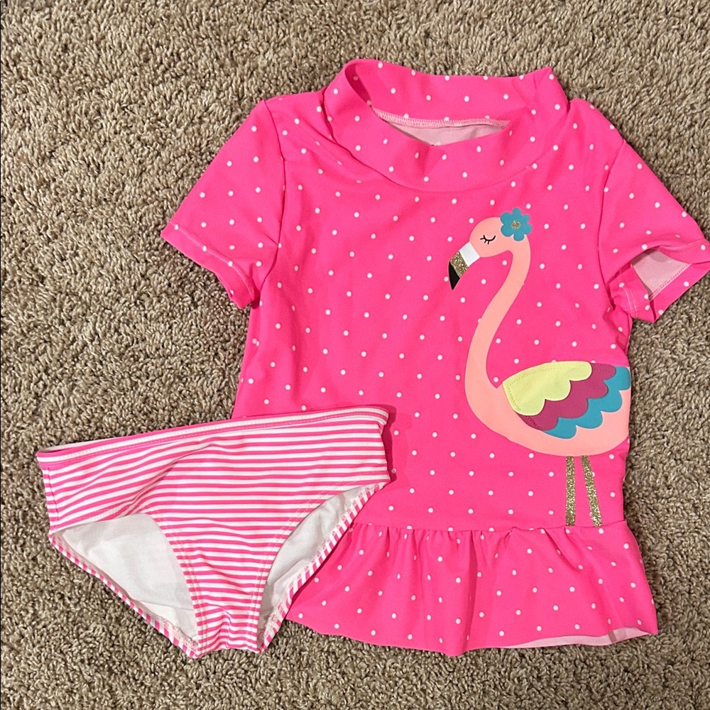 Girls 5T Two Piece Pink Bathing Suit